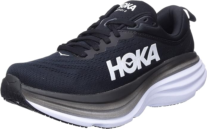 Hoka Women's Bondi 8 Sneaker, Black/White, 7